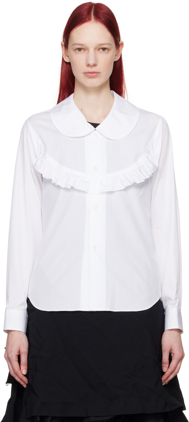 Black Comme des Garçons White Ruffle Shirt