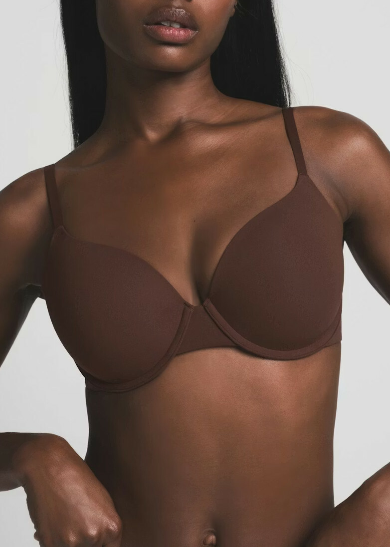 Skims Stretch-jersey T-shirt bra Brown