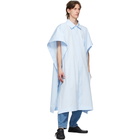 Hed Mayner Blue Cotton Square Long Shirt