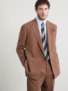 Dunhill - 9.5cm Striped Linen and Mulberry Silk-Blend Jacquard Tie