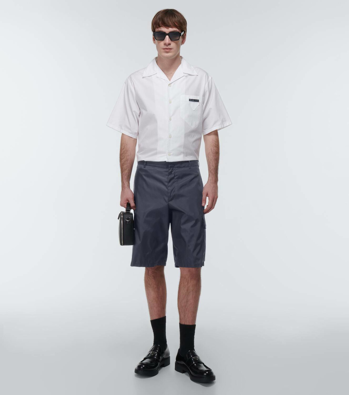 ★PRADA★ プラダ 快適な Re-Nylon High-Rise Shorts Re-Nylon high-rise shorts in black - Prada | Mytheresa
