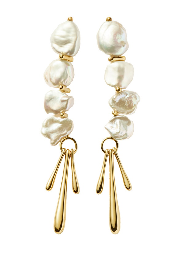 Photo: Missoma Keshi Pearl Drop Earrings - Gold - One Size