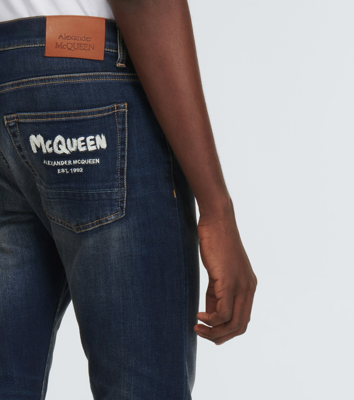 Alexander McQueen - Graffiti embroidered slim jeans