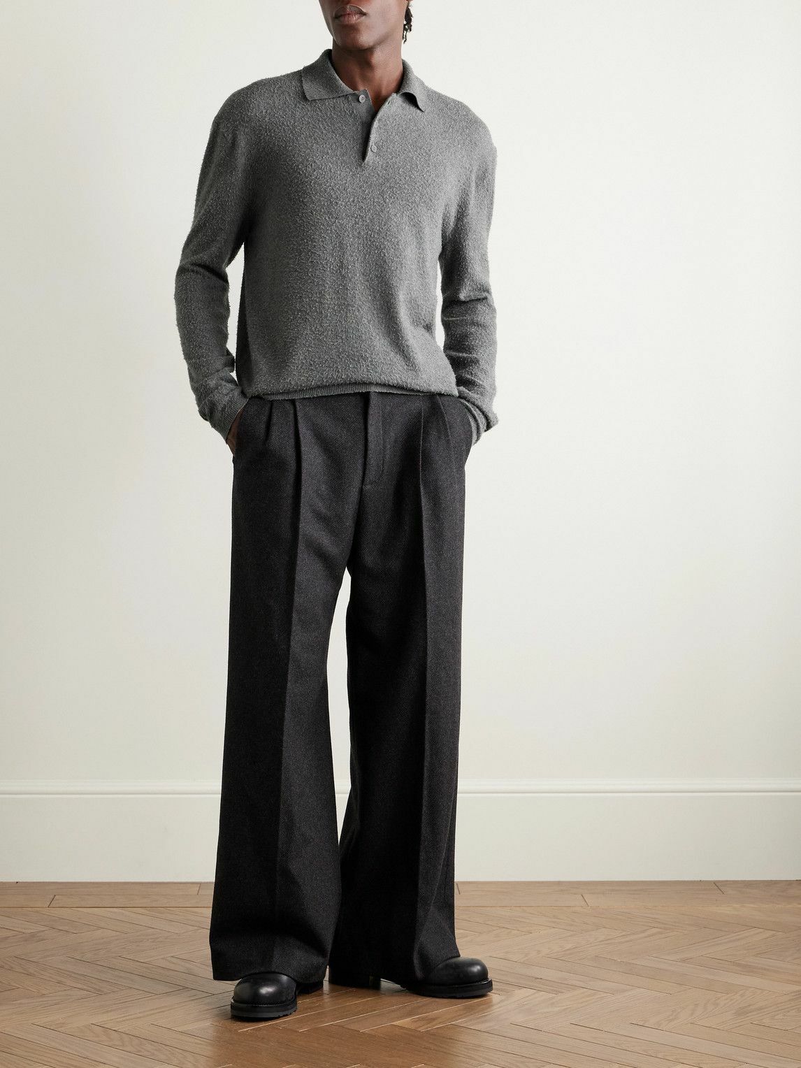 The Row - Almot Brushed-Cotton Polo Shirt - Gray