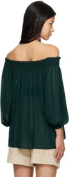 See by Chloé Green Shirred Blouse