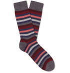 MARCOLIANI - Striped Merino Wool-Blend Socks - Red