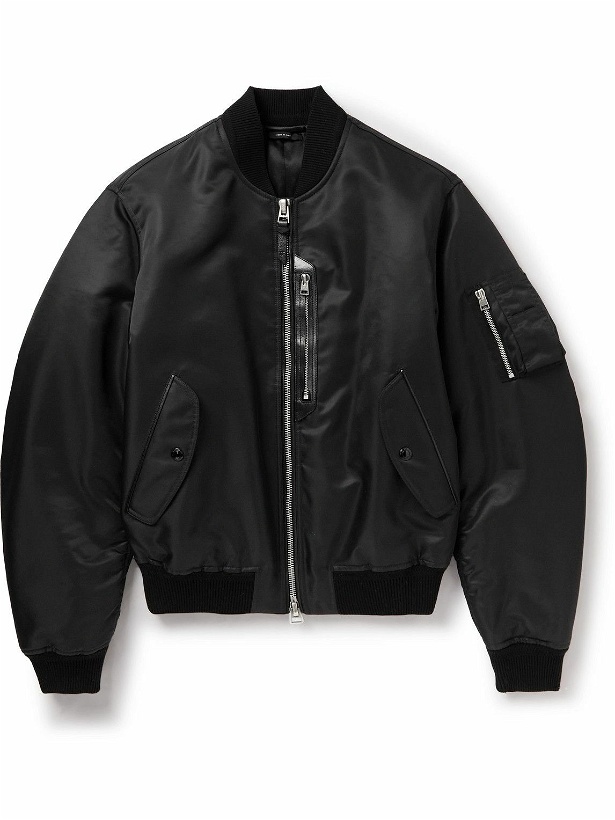 Photo: TOM FORD - Leather-Trimmed Shell Bomber Jacket - Black