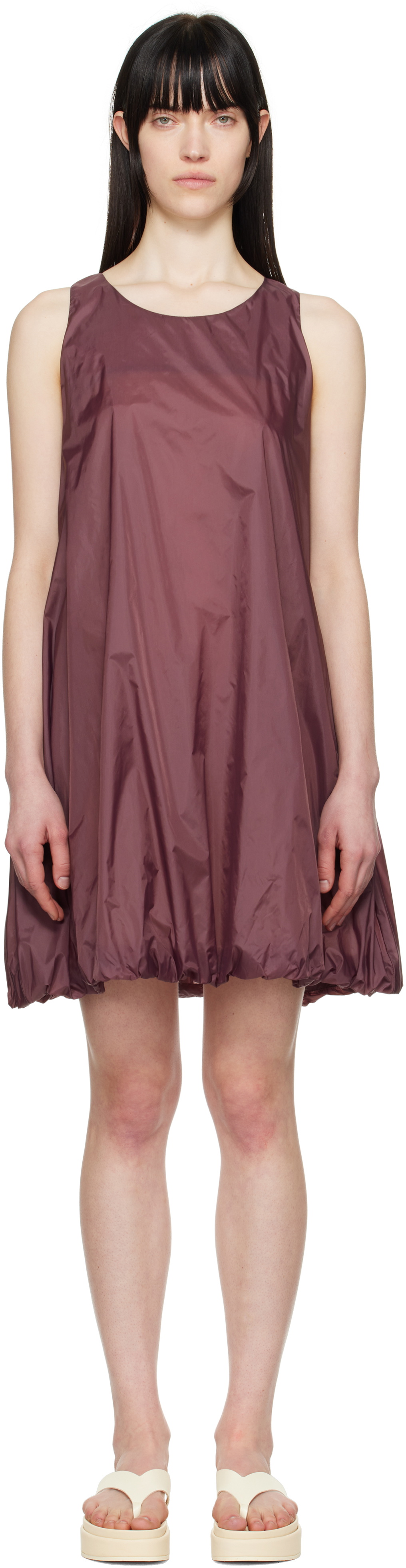 AMOMENTO Purple Nylon Volume Minidress