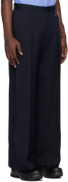 Wooyoungmi Navy Wide Tuck Trousers
