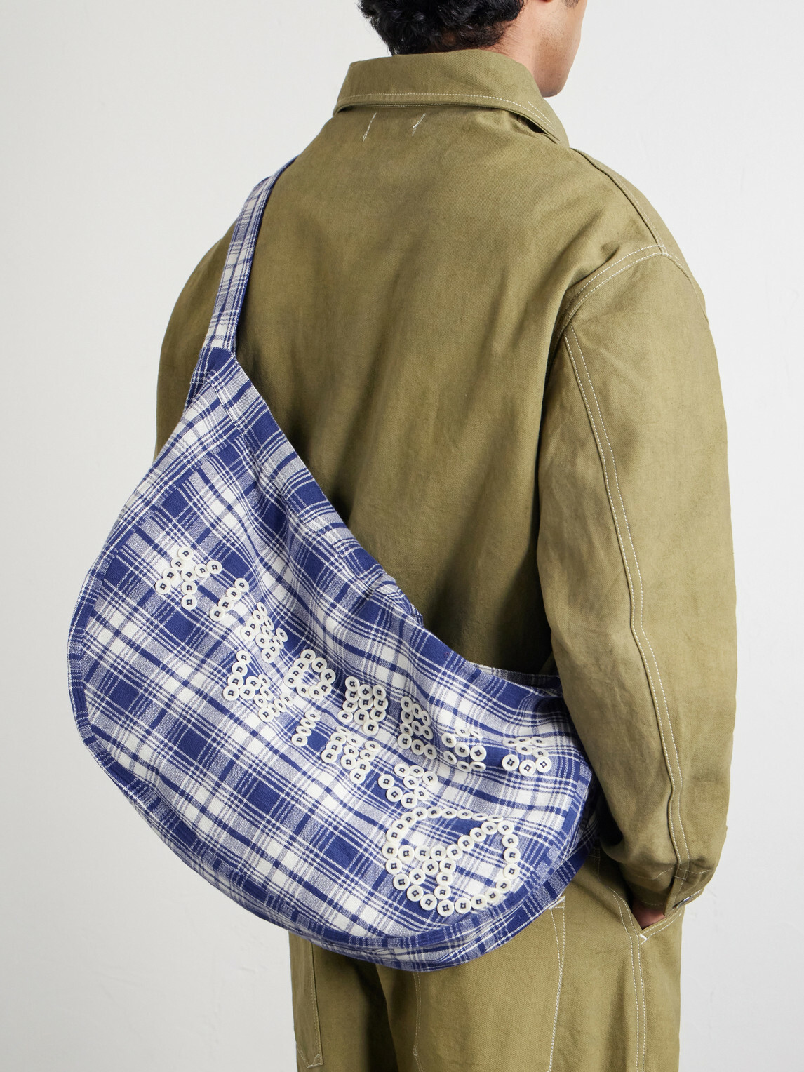 Story mfg. - Big Shop Embellished Checked Cotton Tote