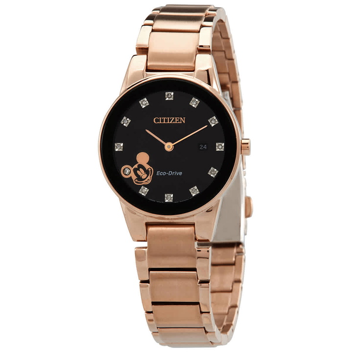 Photo: Citizen Disney Mickey Mouse Diamond Black Dial Ladies Watch GA1056-54W