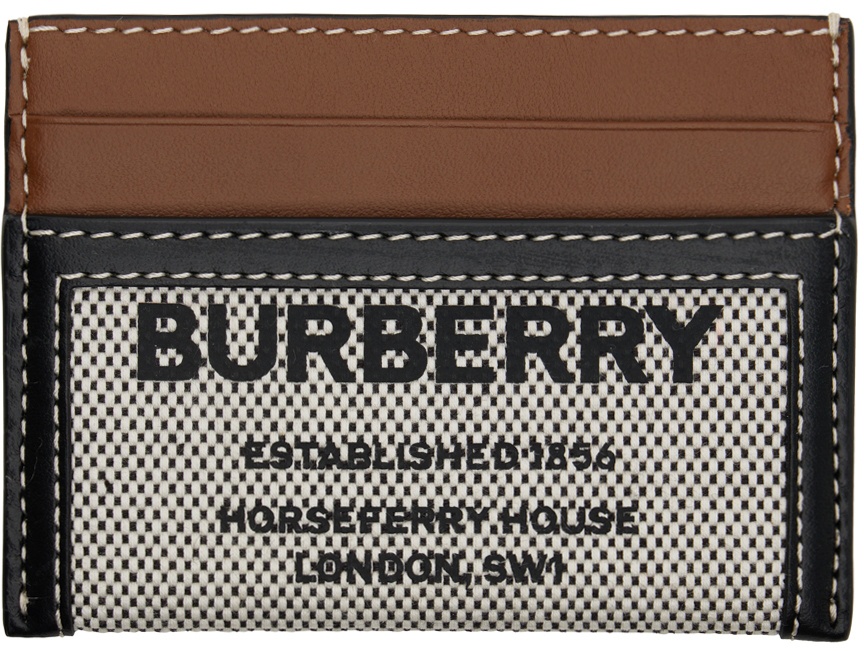BURBERRY Calfskin Leopard Print Mini Jody Chain Card Case Black