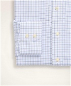 Brooks Brothers Men's Madison Relaxed-Fit Dress Shirt, Non-Iron Ultrafine Twill Ainsley Collar Double-Grid Check | Blue