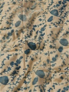 Kartik Research - Panelled Quilted Printed Silk Jacket - Blue
