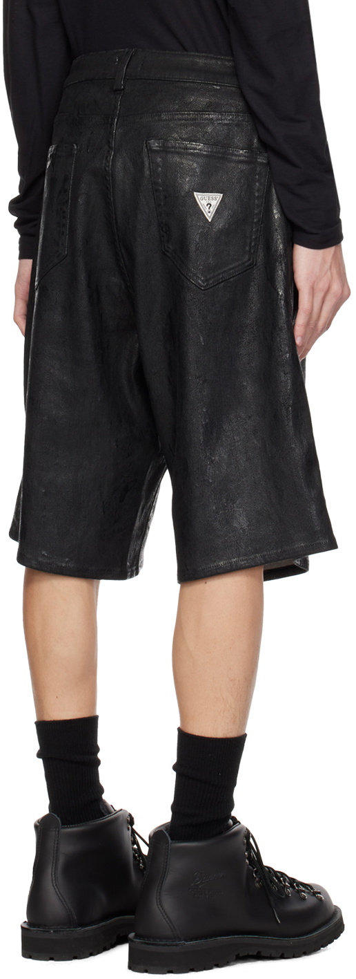 GUESS USA Black Peeled Denim Shorts