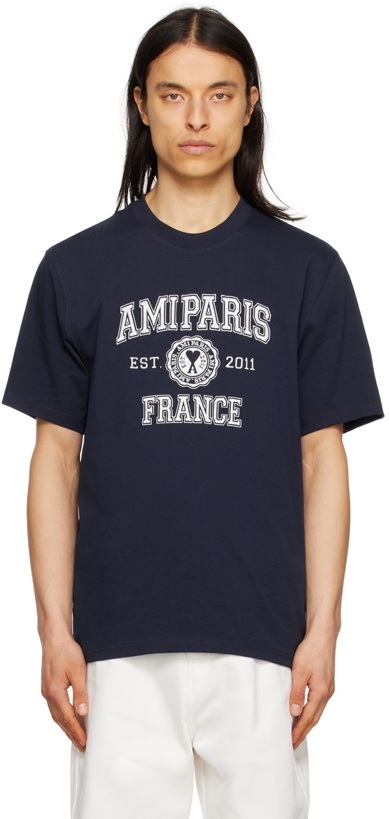 Photo: AMI Paris Navy 'Ami Paris France' T-Shirt