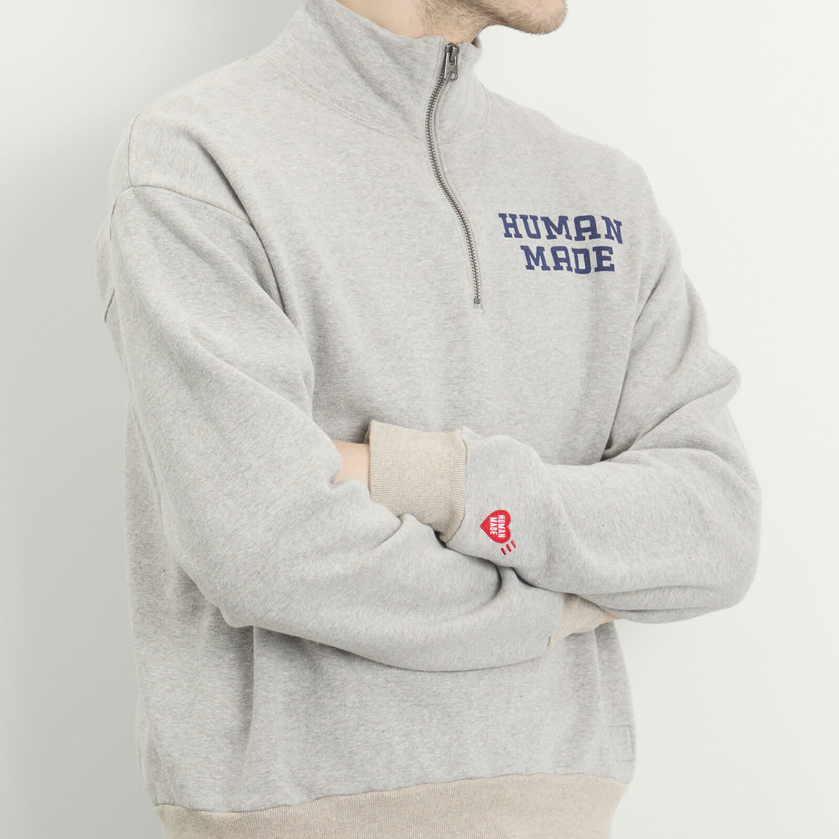 Human Made Men's Half-Zip Sweatshirt in Gray Human Made