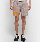 Raf Simons - Printed Prince of Wales Checked Stretch-Cotton Drawstring Shorts - Beige