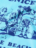 Y,IWO - Printed Cotton-Jersey T-Shirt - Blue