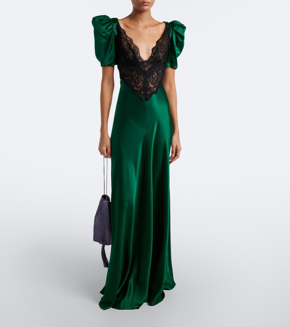 Rodarte Lace-trimmed silk satin gown