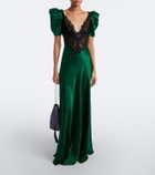 Rodarte Lace-trimmed silk satin gown