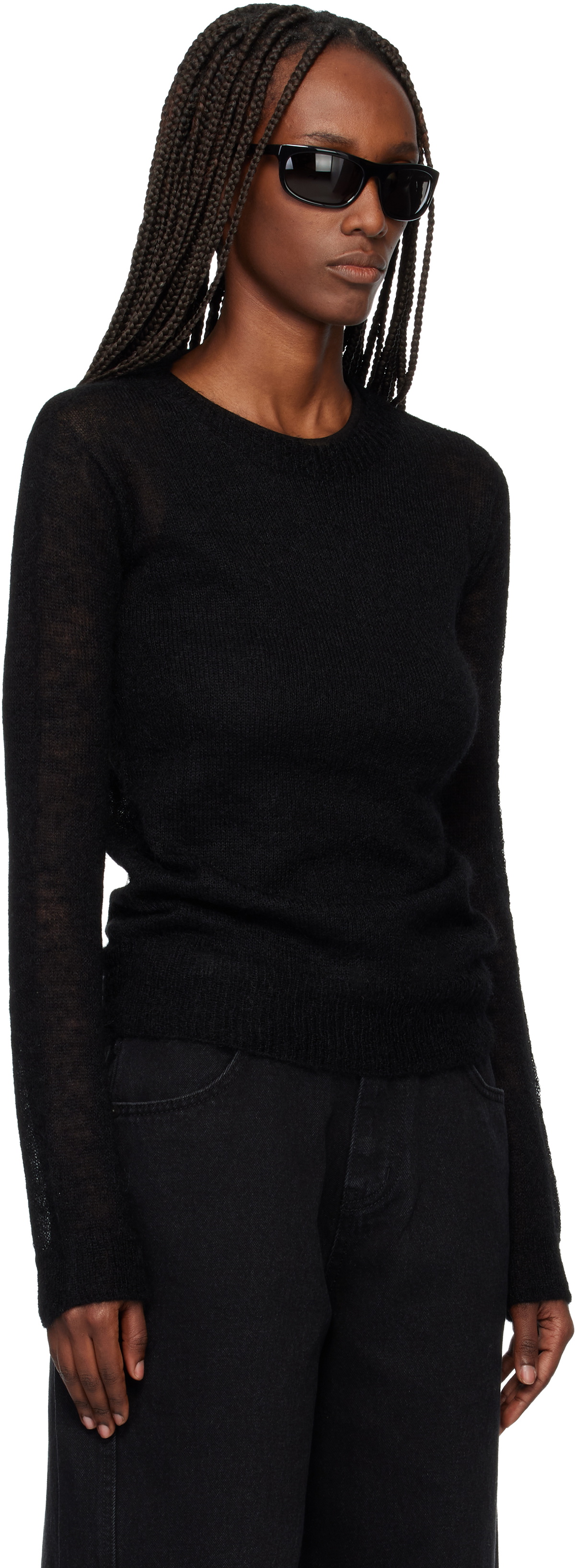 TONYWACK Black Light Weight Mohair Sweater