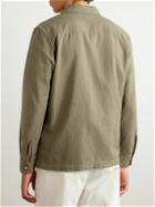 Altea - Luke Camp-Collar Garment-Dyed Cotton-Flannel Shirt - Green