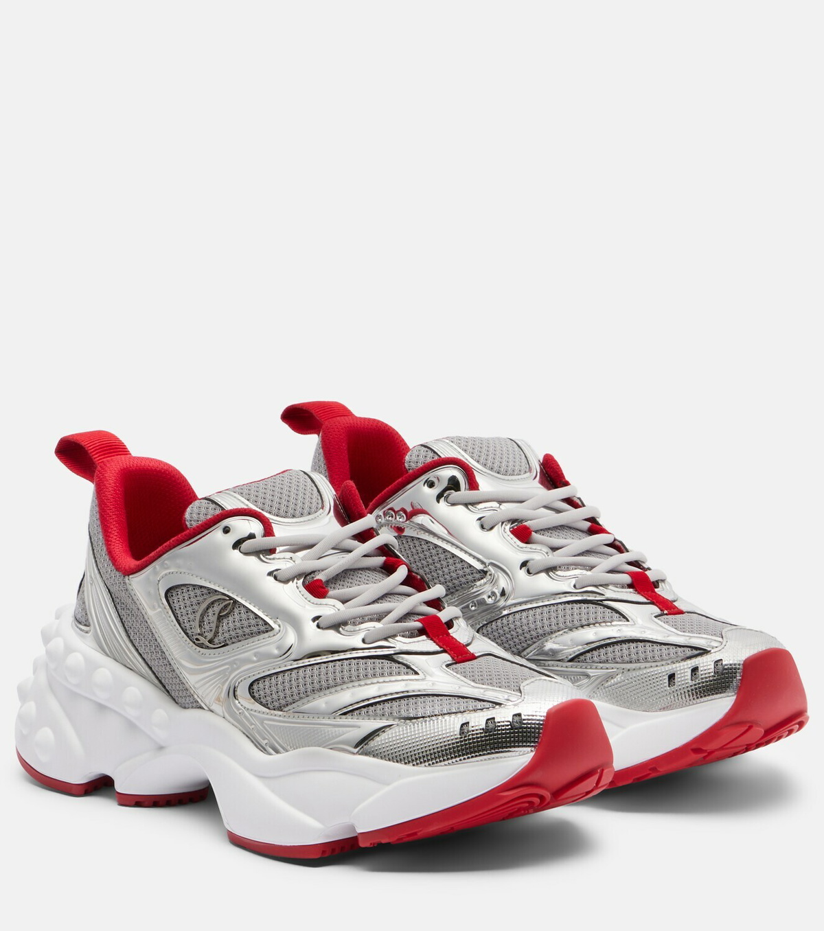 Christian Louboutin So Flo leather-trimmed sneakers