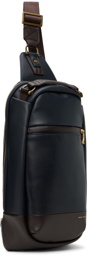 master-piece Navy & Brown Gloss Sling Backpack