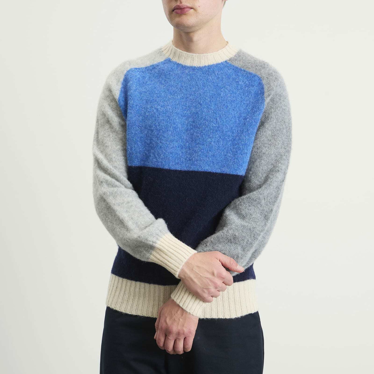 Howlin by Morrison Men's Howlin' Firecracker Colour Block Jumper in Apollo