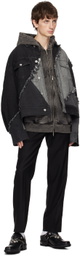 Feng Chen Wang Black Washed Zip Up Hoodie