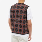 Thames Men's Button Through Knit Shooting Vest in Black/Red