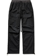 Fear of God - Leather-Trimmed Cotton Drawstring Cargo Trousers - Black