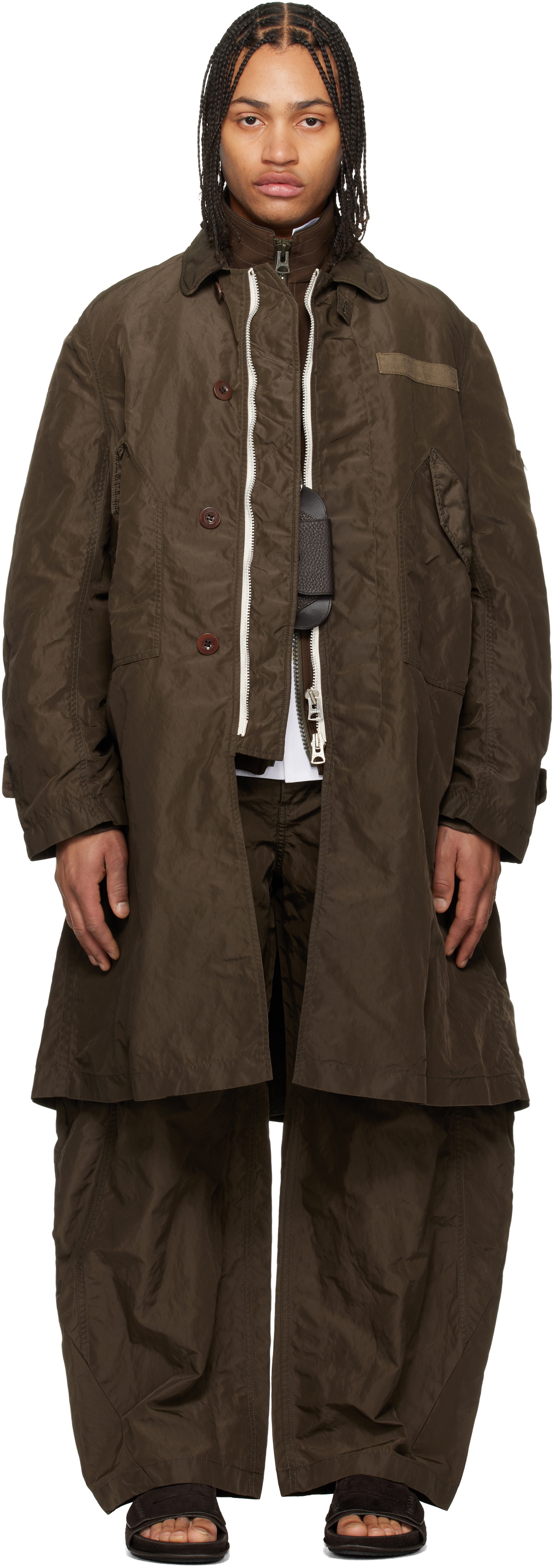sacai Black WTAPS Edition Cotton Back Satin Coat Sacai