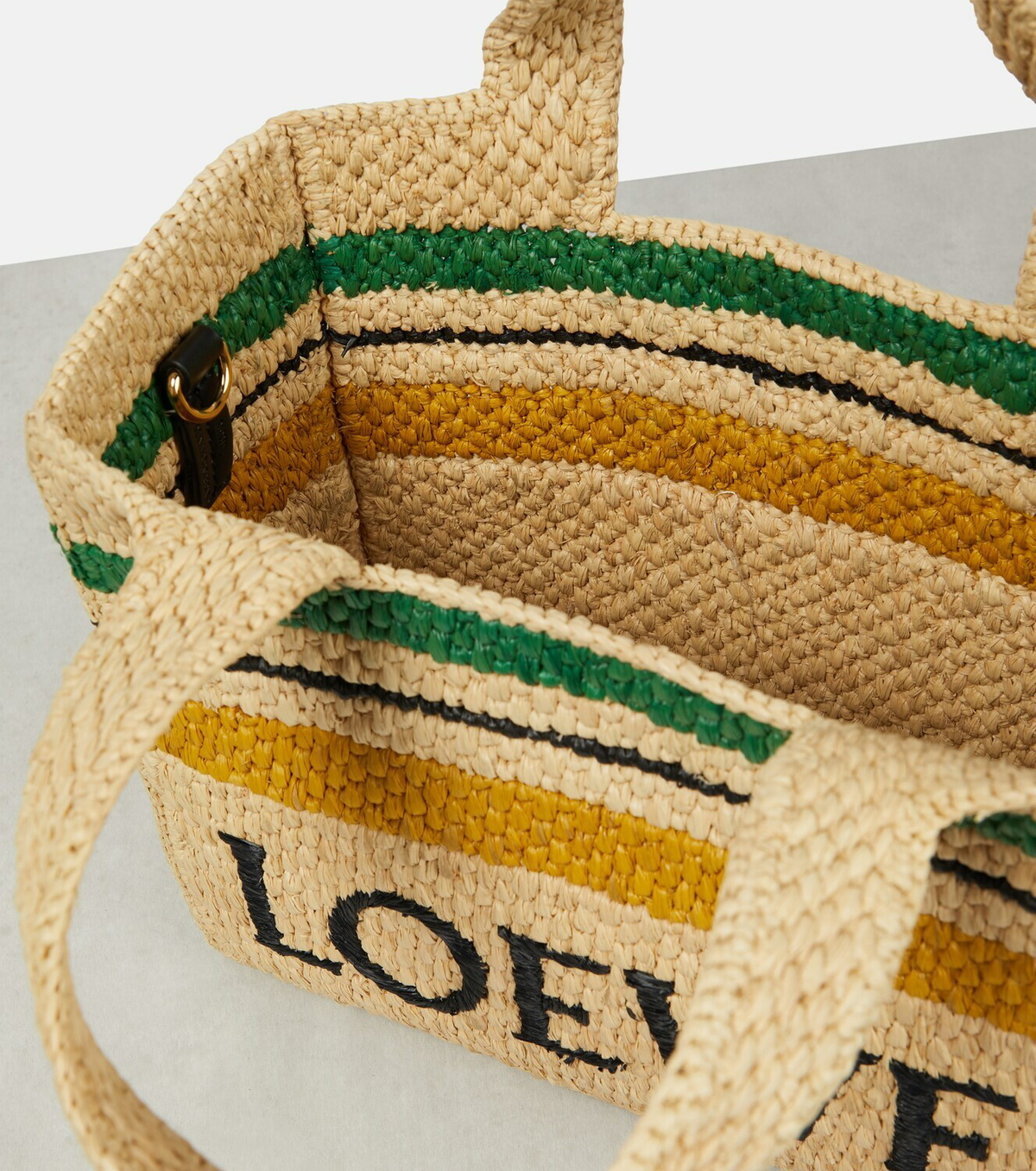 Paulas Ibiza Small Logo Raffia Tote Bag in Yellow - Loewe