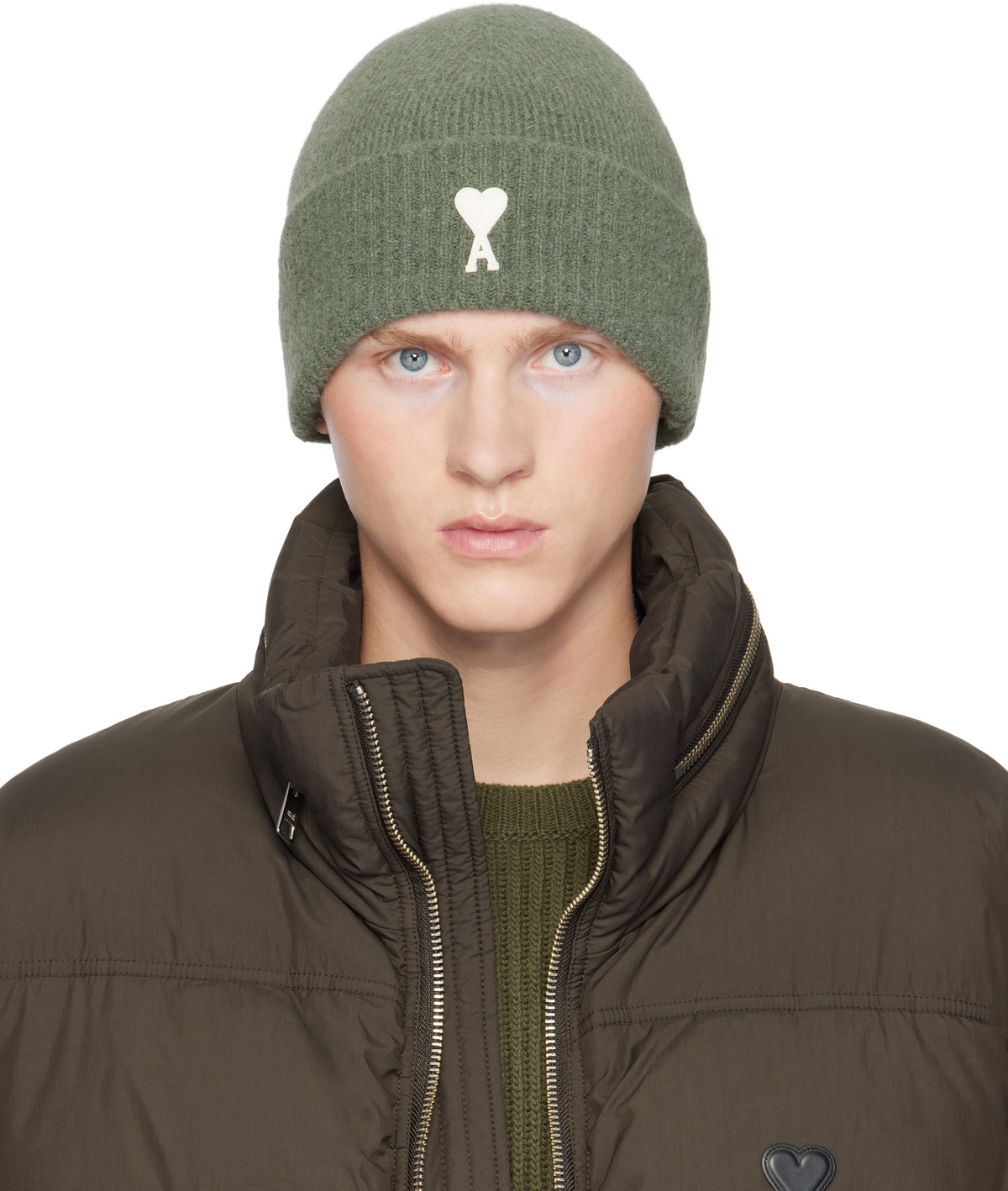 AMI Paris Green Ami de Coeur Beanie AMI