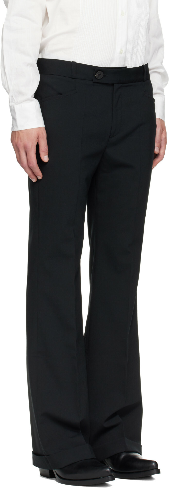 Ernest W. Baker Black Cuffed 70's Trousers
