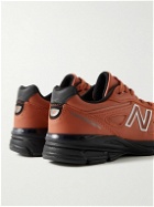 New Balance - 990v4 Rubber-Trimmed Leather Sneakers - Orange