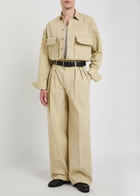 Calvin Klein Baxter Pleated Wide-leg Cotton Trousers Off White