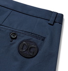 DOLCE & GABBANA - Pleated Stretch-Cotton Gabardine Bermuda Shorts - Blue