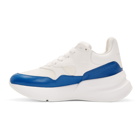 Alexander McQueen White and Blue Oversized Runner Sneakers