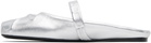 Marni Silver Leather Little Bow Sabot Slippers