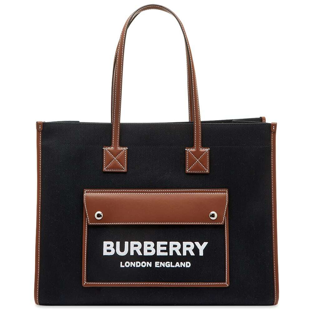 Burberry Women's Freya Large Logo Tote in Black/Tan Burberry