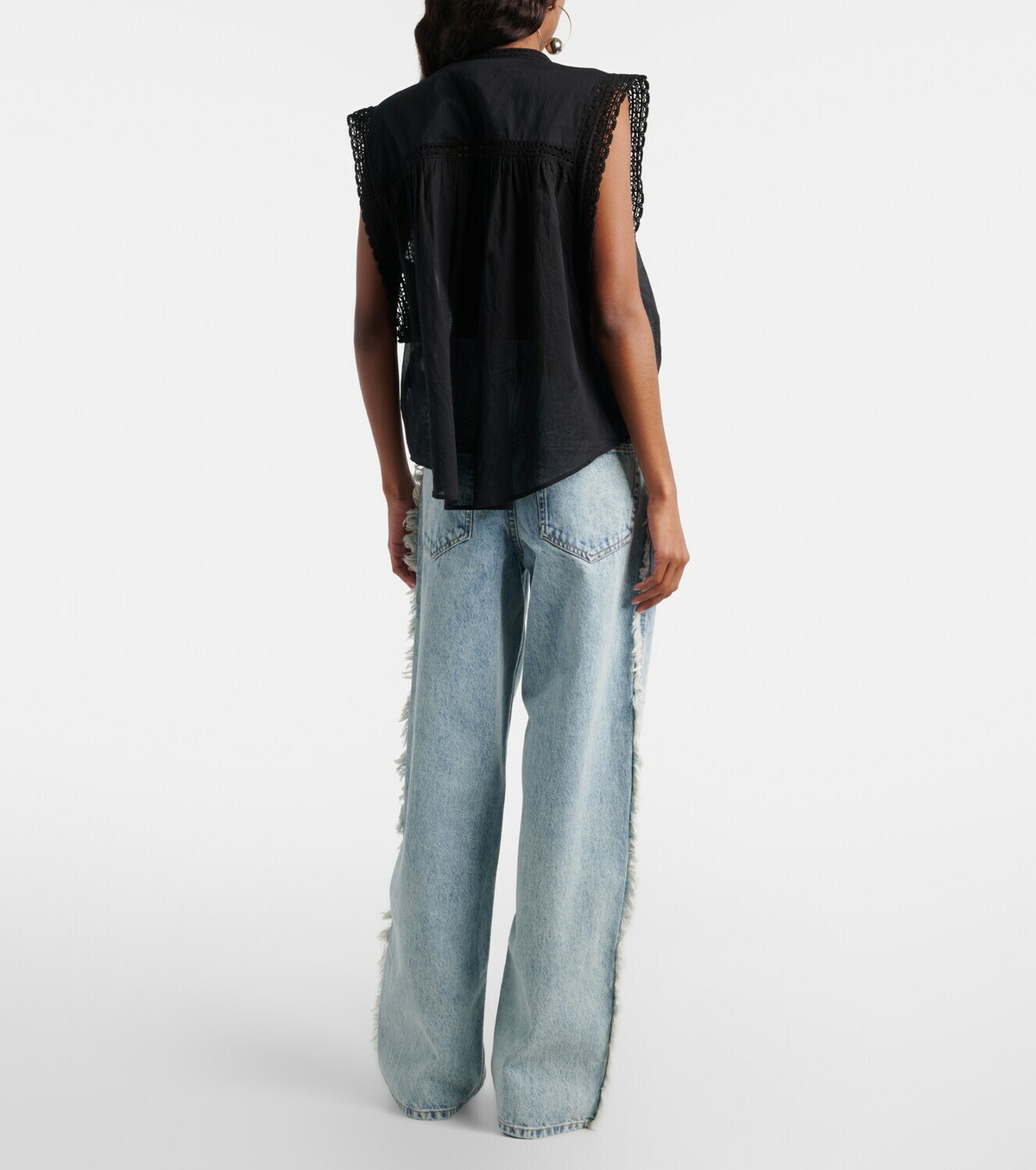 Marant Etoile Maella embroidered fringed straight jeans