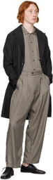 stein Khaki Oversized Open Collar Shirt