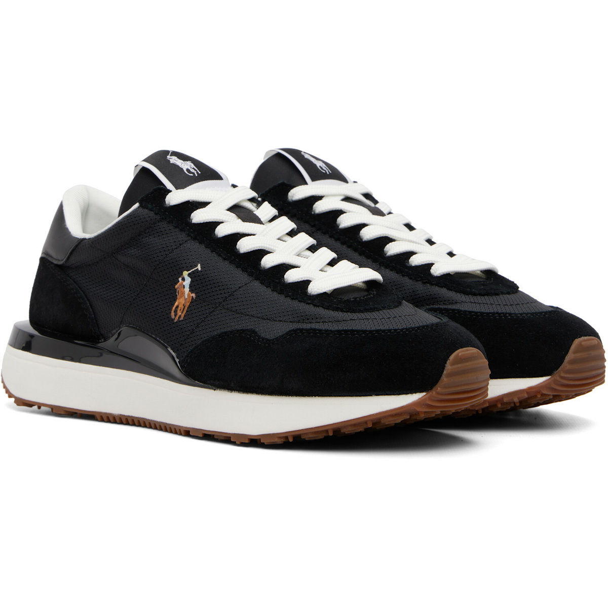 Polo Ralph Lauren Black Train 89 Suede & Mesh Sneakers