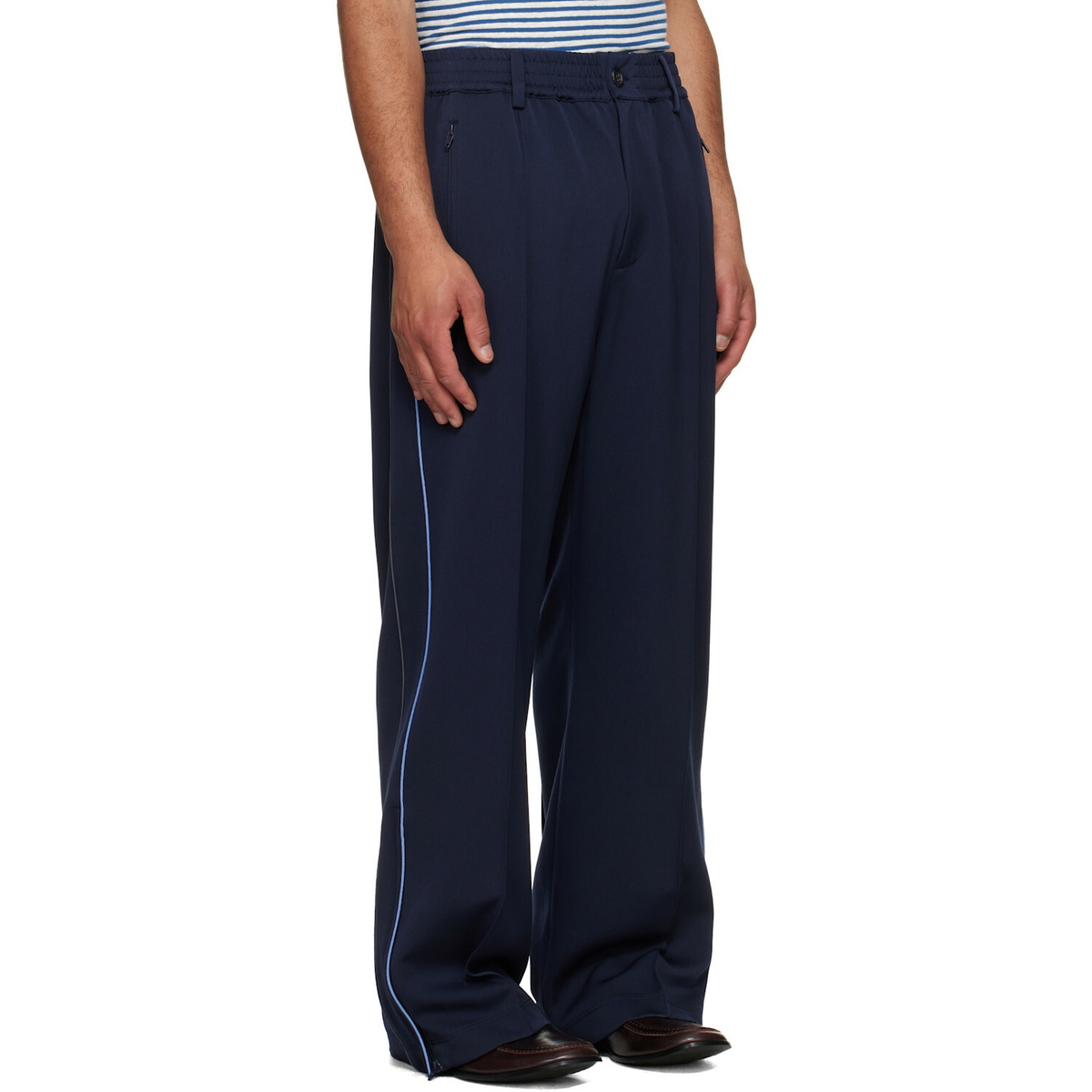 Marni Navy Piped Wool Twill Trousers