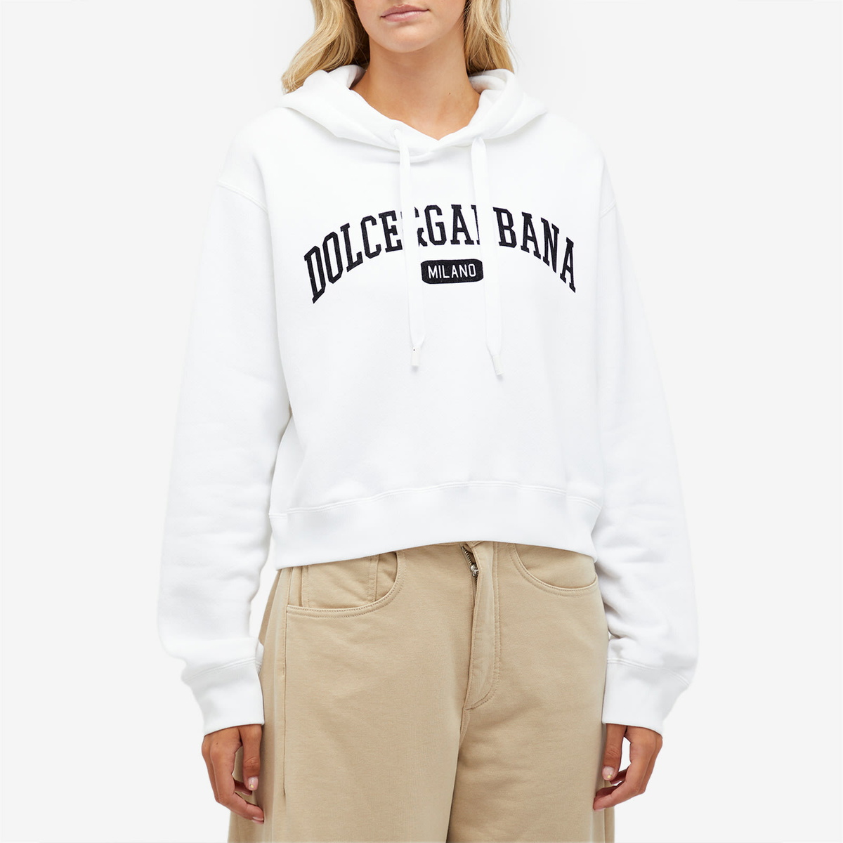 Dolce & Gabbana Women's Logo Hoodie in Bianco Ottico