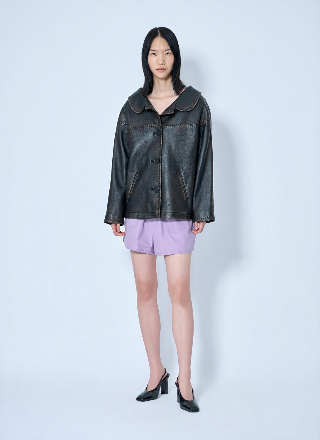 Prada Leather Button-Up Jacket
