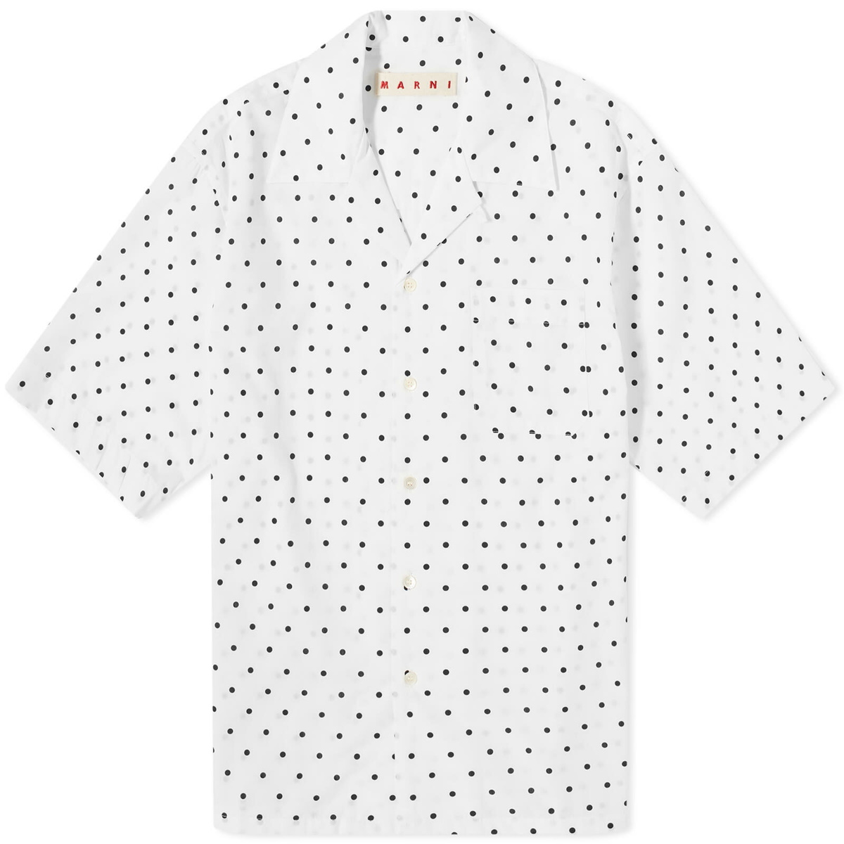 Marni Men's Polka Dot Vacation Shirt in Lily White Marni